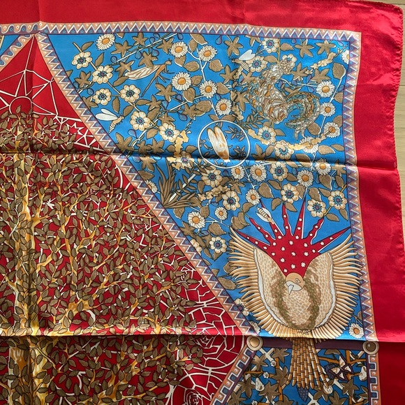 Red Silk-like Scarf - Picture 6 of 7